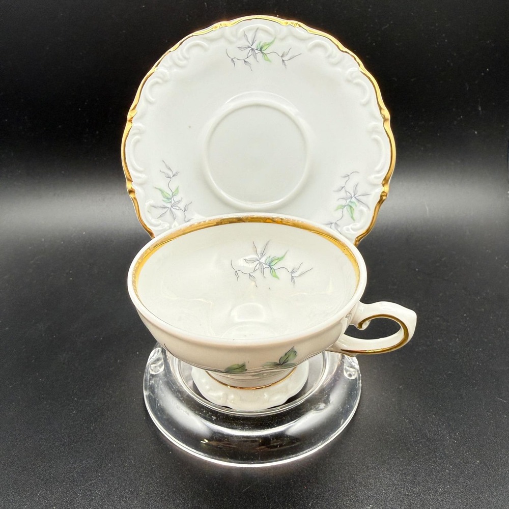 Winterling Green Ming Demitasse Cup Saucer Bavaria Germany Gold Trim
